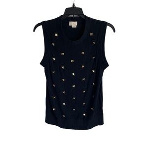 Kate Spade NY live colorfully black with gold studded cashmere silk blend blouse